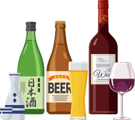 お酒（醸造酒）のイメージイラスト