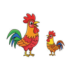 Cartoon roosters vector illustration