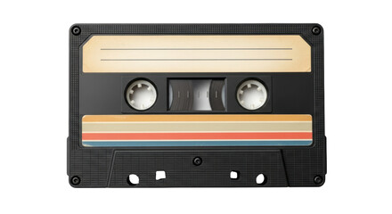 Retro audio cassette tape isolated PNG, vintage music storage device for 80s and 90s nostalgia design projects