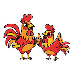 Cute cartoon roosters vector illustration