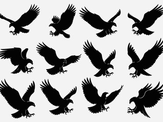 Eagle Silhouette Vector Art Pack with Elegant Smooth Edges Vector Design