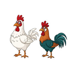 Cartoon chicken and rooster illustration