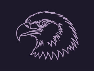 Neon Gradient Eagle Head Outline Vector Art Illustration - Modern Graphic Design