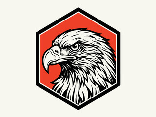 Geometric Eagle Head Vector Art Inside Hexagon with Bold Lines Illustration