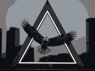 Eagle Flying Triangle Frame Vector Design Modern Geometric Illustration
