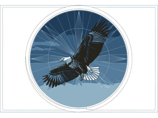 Geometric Eagle Vector Illustration in Circular Frame Clean Symmetry Vector Design