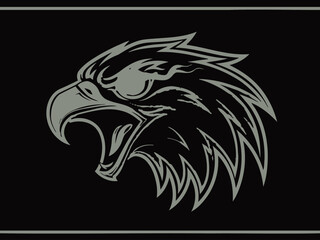 Aggressive Eagle Head Vector Illustration Neon Outline Style Graphic Design