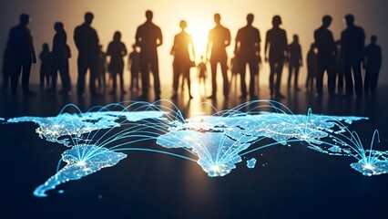Global business team with worldwide network and connectivity
