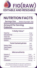 Fig Raw Nutrition Facts Vector Illustration .
