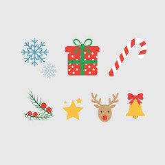 Obraz premium Set of Cute Christmas Holiday Elements and Icons