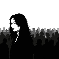 Woman standing out in a crowd