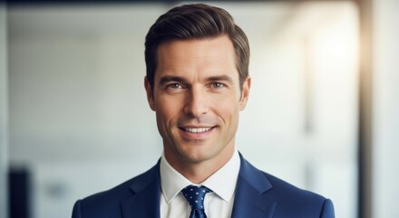 Fototapeta premium Confident Professional Man Smiling in Business Suit
