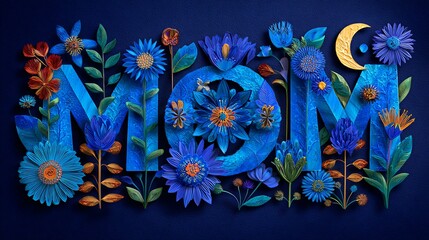 Floral MOM Tribute in Blue and Gold