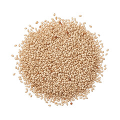 A pile of tiny light brown quinoa grains on a black background