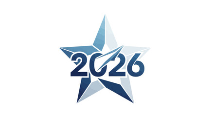 Obraz premium Abstract Star 2026 Icon on Minimal White Background