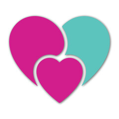 Unity Love Icon Vector - Three Hearts Forming One Relationship Symbol