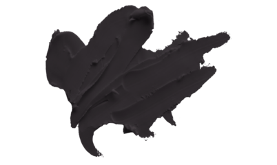 Black clay texture on transparent background.