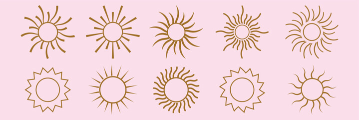 sunny sun sunlight solar heat weather icon set symbol vector eps 10