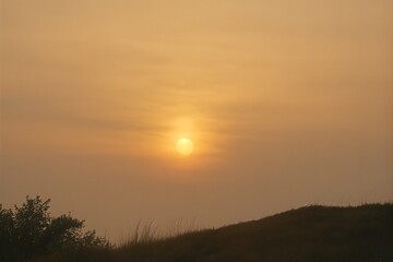Golden sun over tranquil minimalist seascape