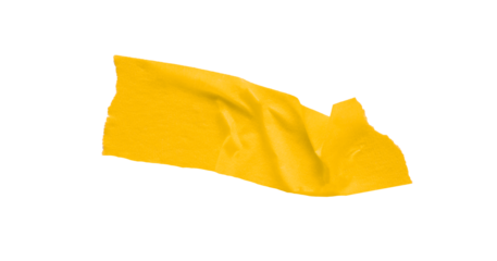 Yellow masking tape, plastic scotch, on a transparent background.