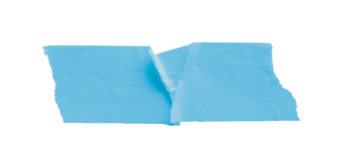 Light blue masking tape, plastic scotch, on a transparent background.