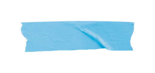 Light blue masking tape, plastic scotch, on a transparent background.