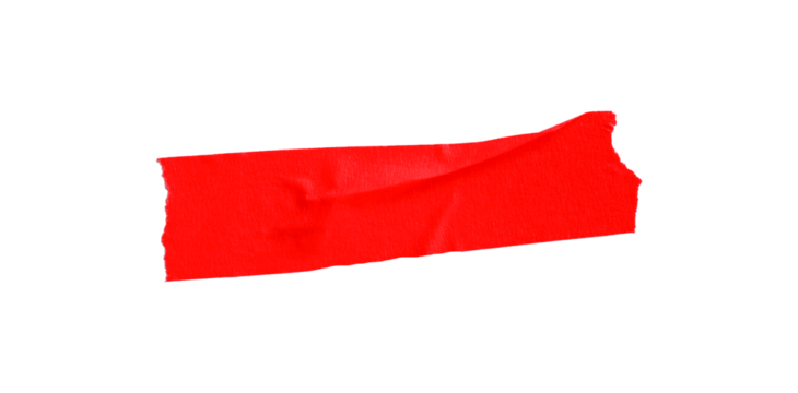 Red masking tape, plastic scotch, on a transparent background.