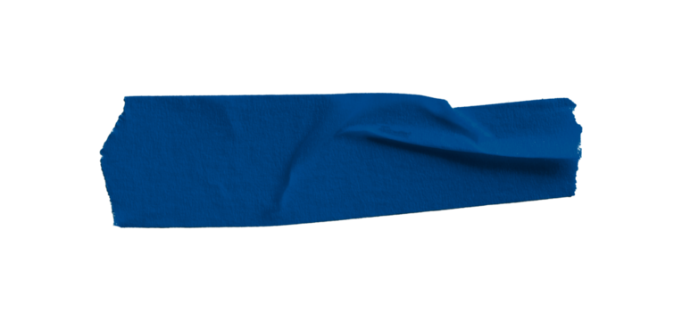 Blue masking tape, plastic scotch, on a transparent background.