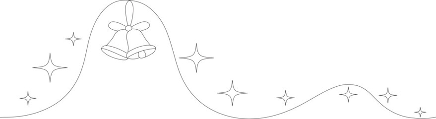 Single-Line Christmas Bells and Stars &ndash; Minimal Holiday Decoration Banner