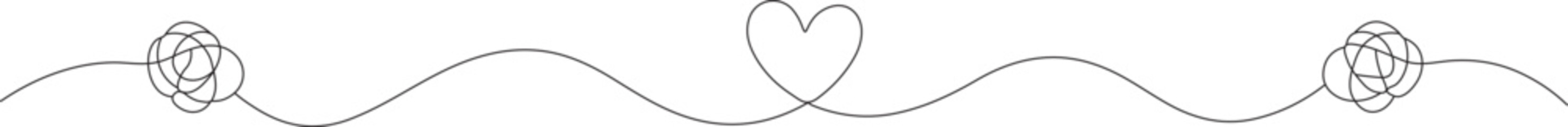 Single-Line Heart Divider with Scribble Knots &ndash; Minimal Romantic Border Illustration