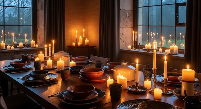 Candlelit Dinner - A Warm and Inviting Table Setting.