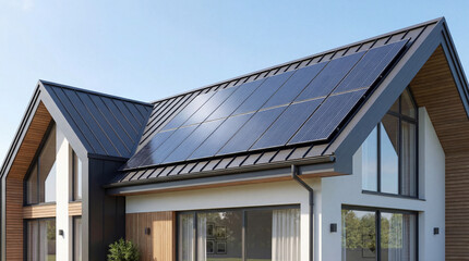A Group of Solar Panels, on the Roof of a House