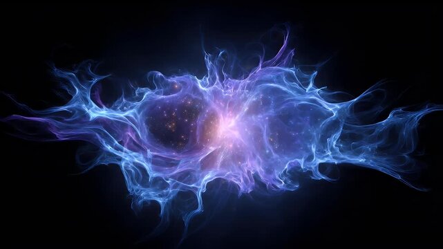 Abstract cosmic nebula with glowing, fluidic shapes