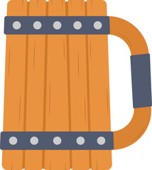 Wooden Mug Flat Illustration. Clean Icon Design Element on Isolated White Background