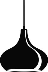 Naklejka premium Black silhouette of a modern pendant light fixture on white background lamp lighting
