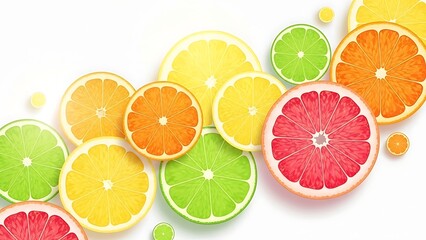 Obraz premium Colorful Citrus Slices - A Vibrant and Refreshing Display of Fruits.