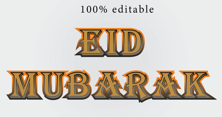 vector illustration of Eid Mubarak text effect