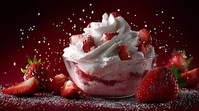 Strawberry shortcake dessert with whipped cream and fresh strawberries a delightful treat - Powered by Adobe
