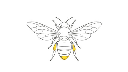 Illustration of a bee with yellow highlights on its legs and abdomen.