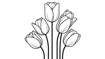 Illustration of a bouquet of tulips with long stems, creating a simple and elegant floral arrangement.