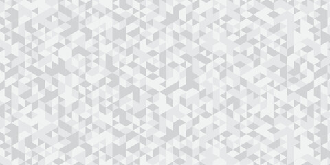 Abstract geometric white and gray background. seamless mosaic and low polygon triangle texture wallpaper. Triangle shape retro wall grid pattern geometric ornament tile vector square element.	
