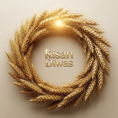 Celebrate Kisan Diwas with this stunning golden wheat wreath, perfect for greeting cards, social media, and festival promotions