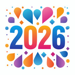 Happy birthday party illustration vector with colorful balloons, confetti, and cake decoration for a fun kids greeting card design and new year celebration event