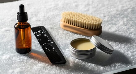 Elevate your grooming ritual with this stylish beard care set for a modern and confident look with essential oil, comb, brush, and balm for the discerning man