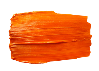 Orange Acrylic Paint Brush Stroke isolated on Transparent Background