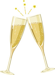 乾杯しているシャンパングラスのイメージイラスト