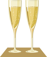 グラスに注がれたシャンパンのイメージイラスト