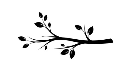 Tree branch with leaves with transparent background
