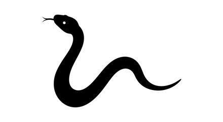 Black snake silhouette with transparent background
