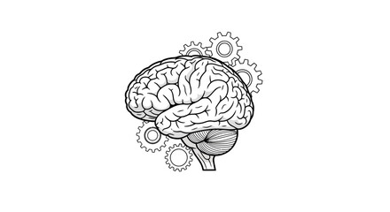 Brain with gears representing thought process